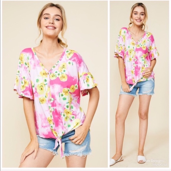 Reborn J SOFT Floral Top w/Ruffled Sleeves - Picture 1 of 9